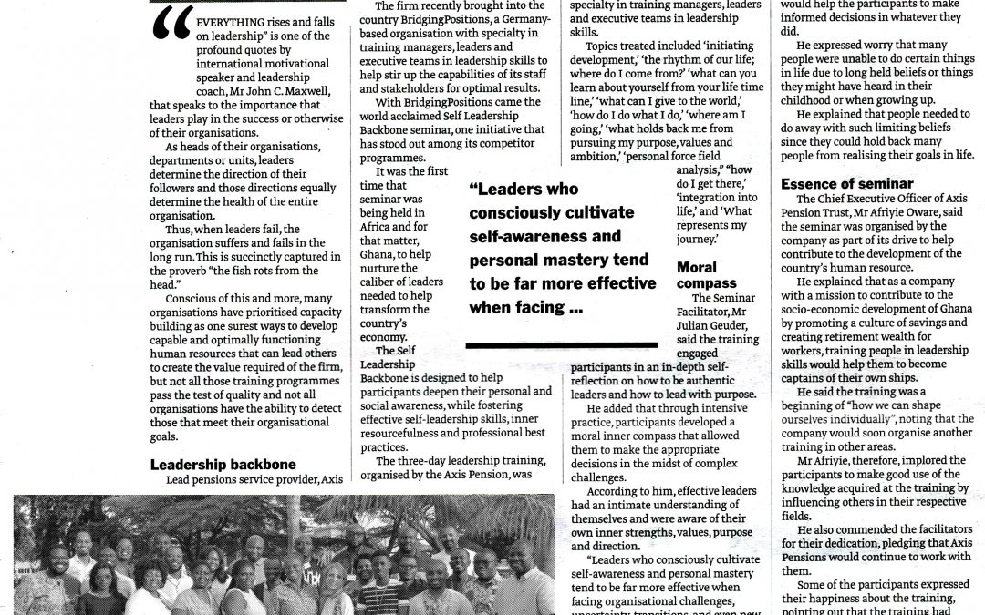 An article on Self Leadership Backbone published on The Daily Graphic